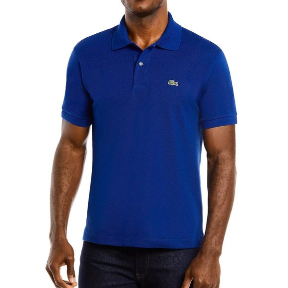 Lacoste Men's Short Sleeve Classic Fit Solid Pique Polo Shirt Cosmic Blue - Picture 1 of 4